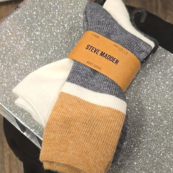 Steve Madden Solid/Striped Boot Sock- 2Pair - Picture 2 of 6